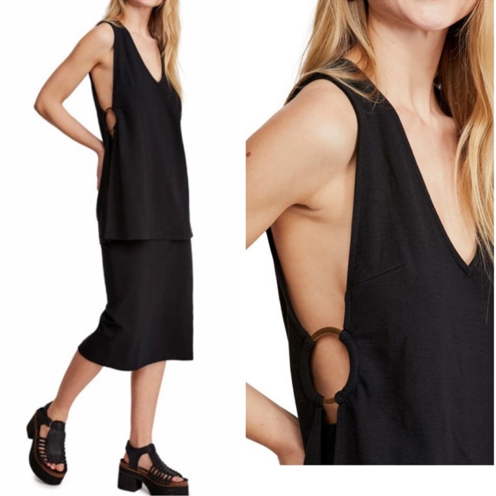 FREE PEOPLE Merav Tank & Skirt 2 Piece SET Black NEW Size XS